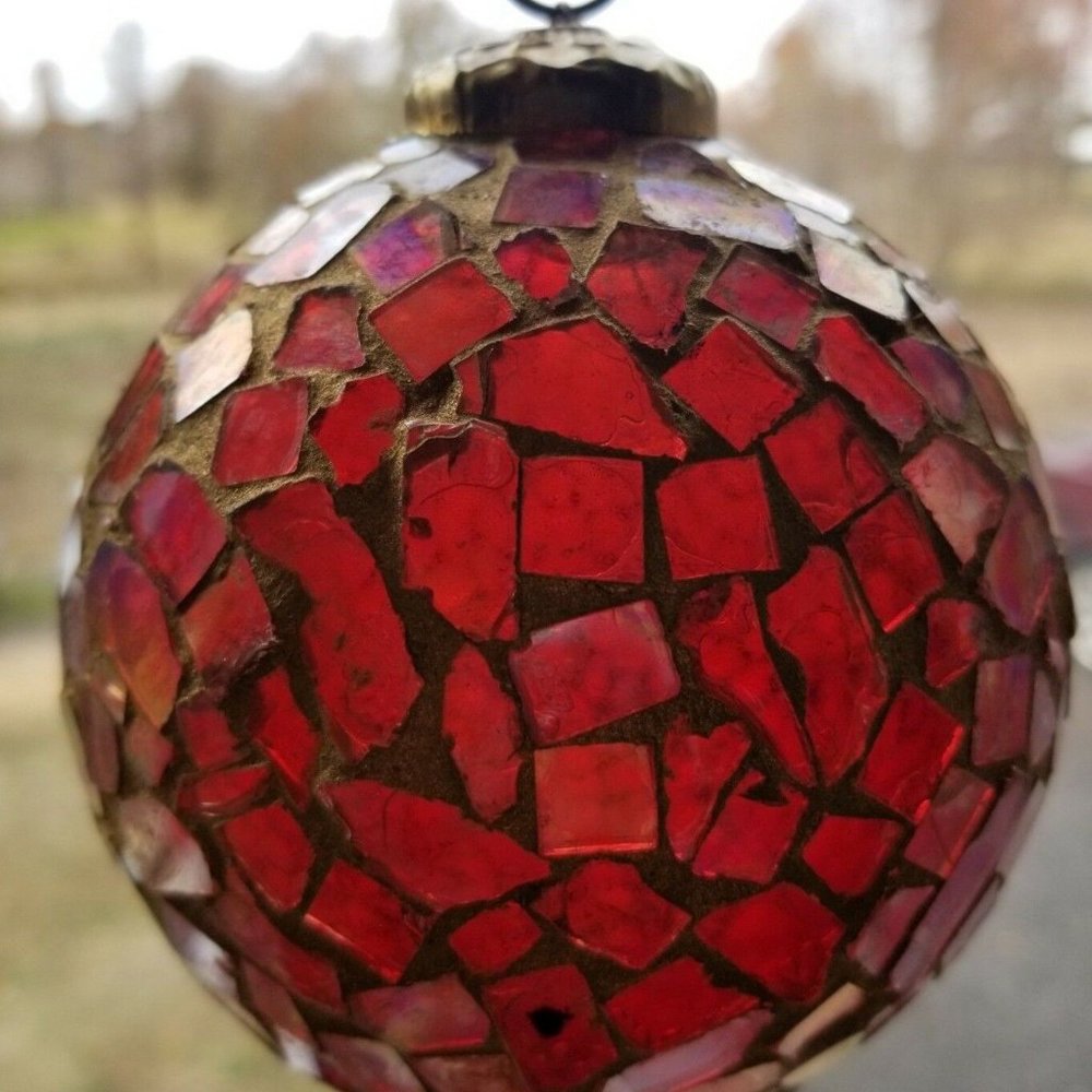 Vintage Christmas Glass Mosaic Christmas Tree Orna